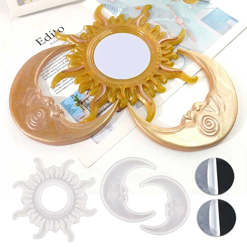 

Sun Moon Mirror Epoxy Resin Mold Wall Decoration Mirrors Casting Silicone Mould DIY Crafts Ornaments Making Tools
