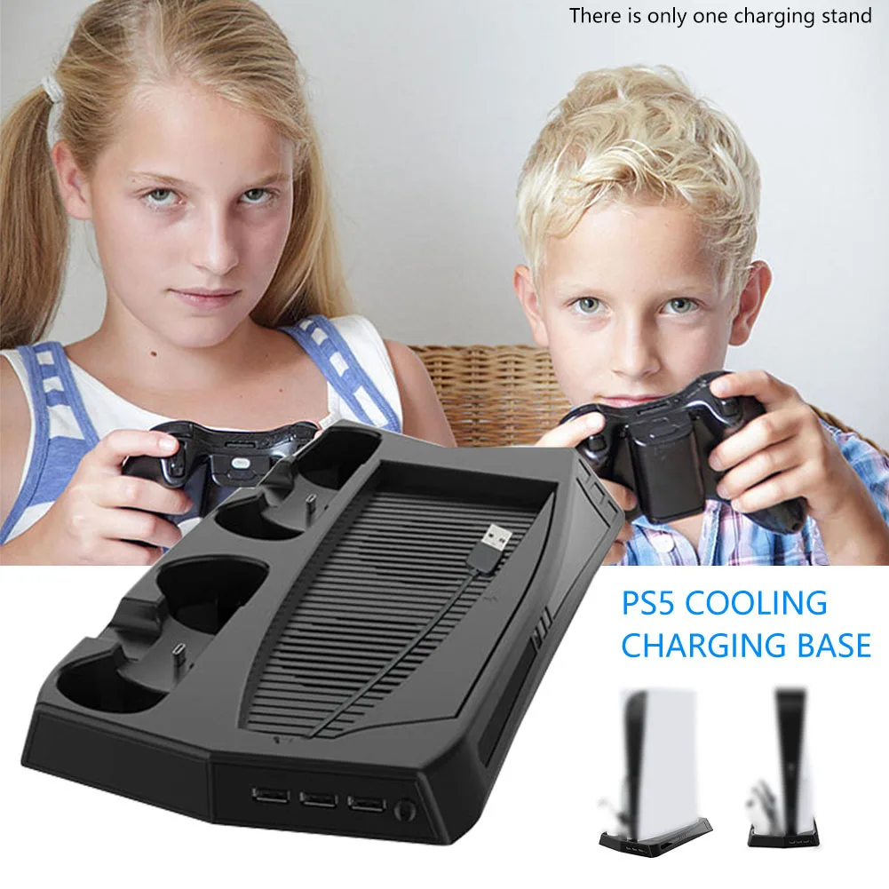 

Multifunction Charging Stand With Cooling Fan Durable Retractable Controller Accessory DC 2A Game Console Home For PlayStation 5