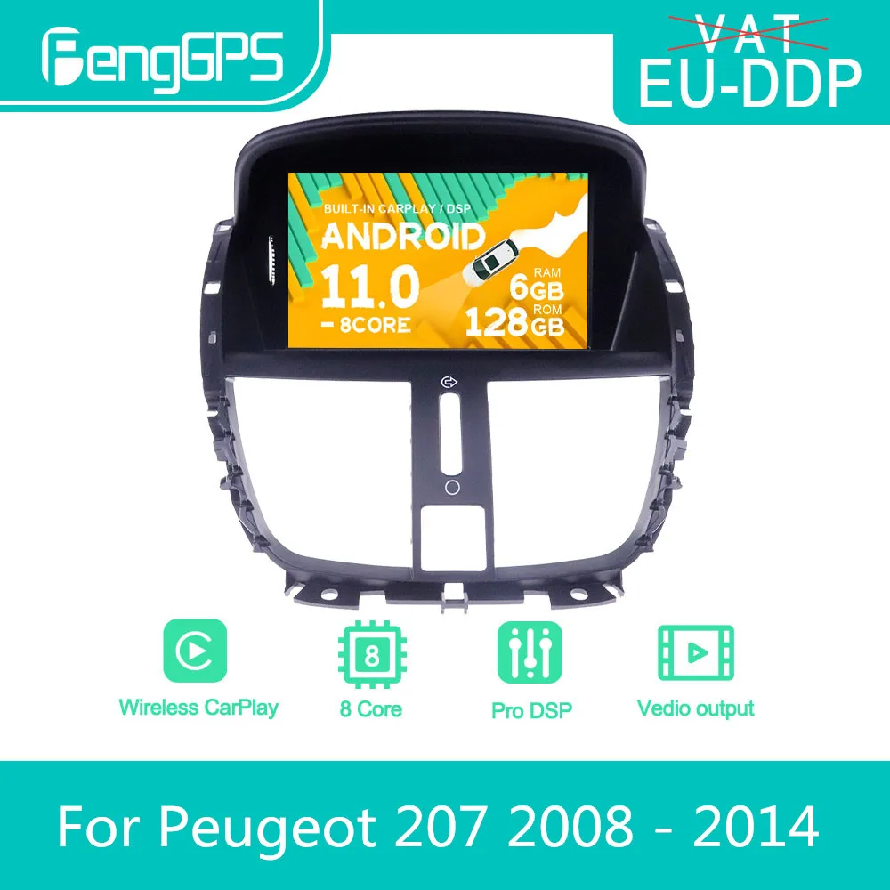 

For Peugeot 207 2008 - 2014 Android Car Radio Stereo DVD Multimedia Player 2 Din Autoradio GPS Navi PX6 Unit Touch Screen