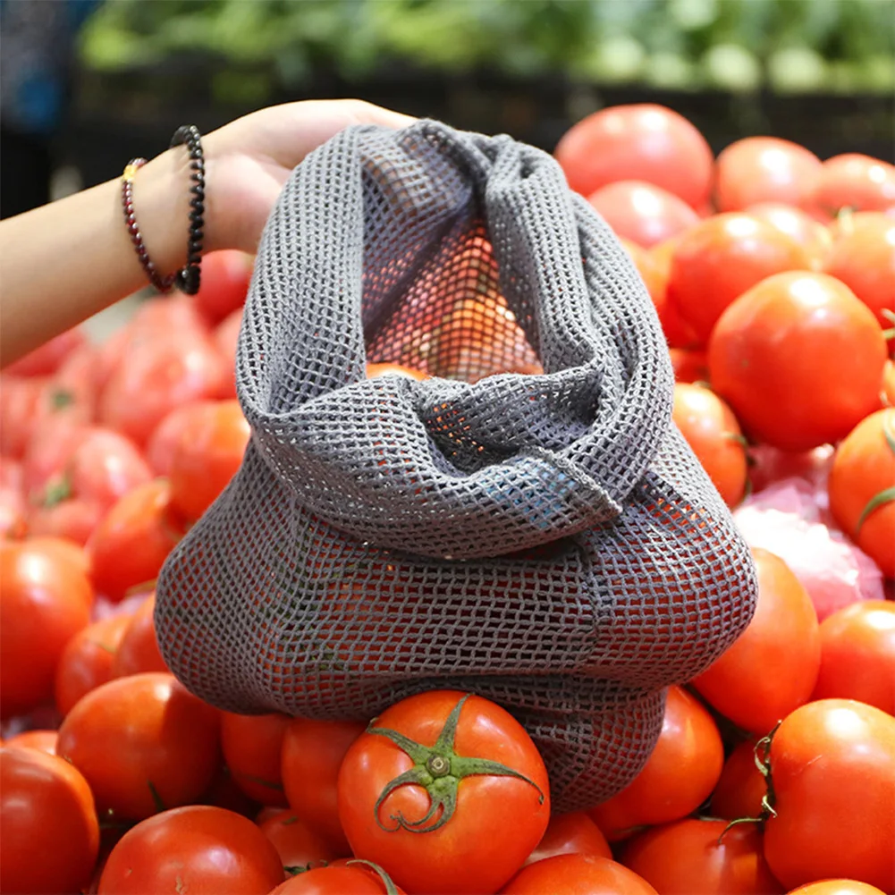 

New Arrival Reusable Produce Bags Heavy-Duty Recycled Mesh Bags with drawstring for Fruits Veggies Food