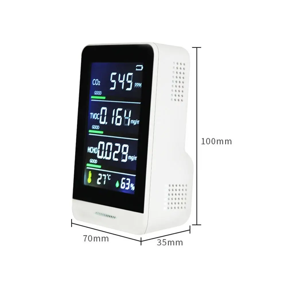 

Portable CO2 Meter Digital Temperature Humidity Sensor HCHO Air Monitor Tester Carbon Formaldehyde TVOC Dioxide Detector