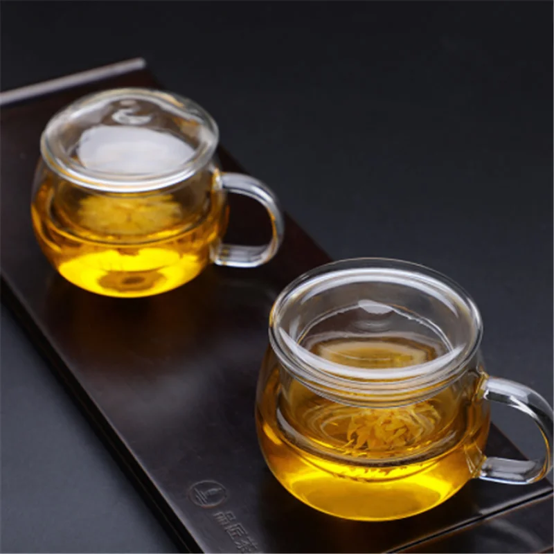 Стеклянная чайница с крышкой и ручкой фильтром Высококачественная офисная