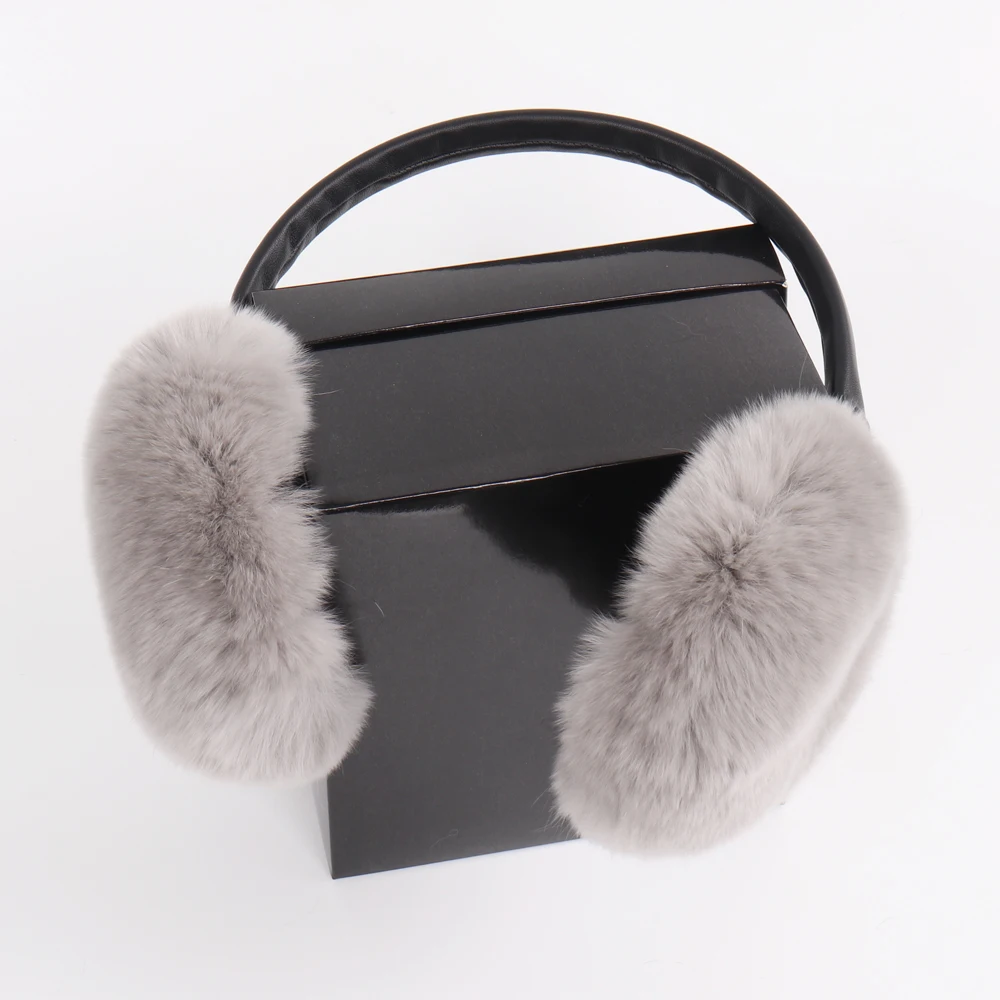 Зимние женские Теплые ботильоны на настоящий мех кролика наушники для девочек из