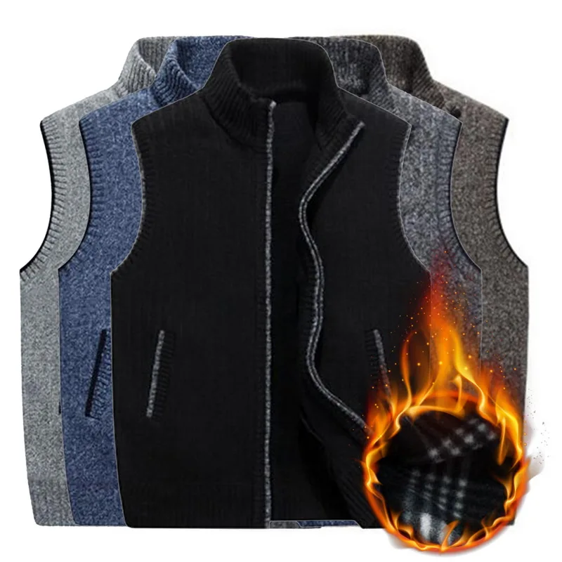 Новое поступление мужской зимний шерстяной свитер жилет Без Рукавов Вязанный