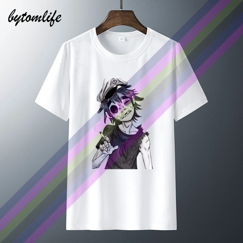 Модная футболка рок группы Gorillaz с круглым вырезом и коротким рукавом|Мужские