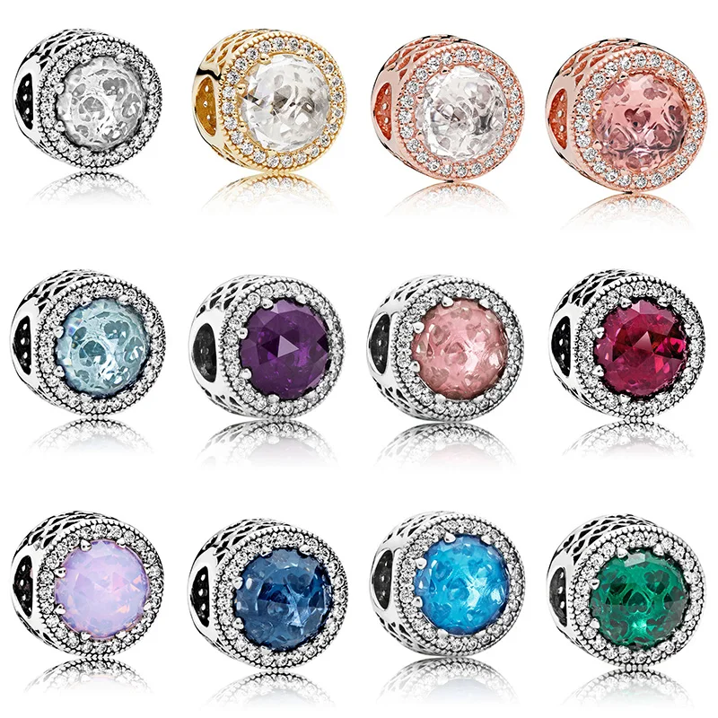 

925 Sterling Silver Sparkling Sea Crystal Beads For Original Pandora Charms Women Bracelets & Bangles Jewelry