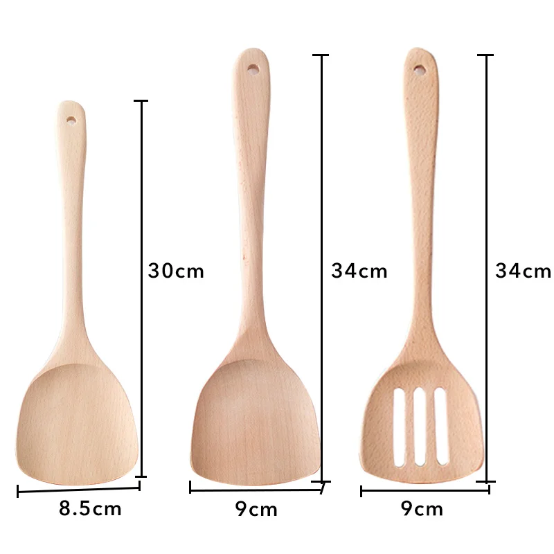 30/35 см Натуральная бамбуковая деревянная кухонная шпатель с прорезями ложка для