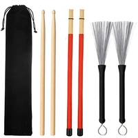 4pcsset retractable nylon jazz drum brushes drum sticks percussion drumsticks rubber handles velvet bag musical accessories