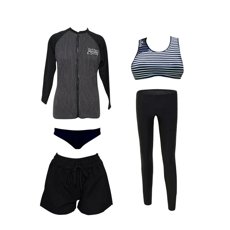 Женский костюм размера плюс из 5 предметов купальник с длинным рукавом Rashguard UPF 50 +