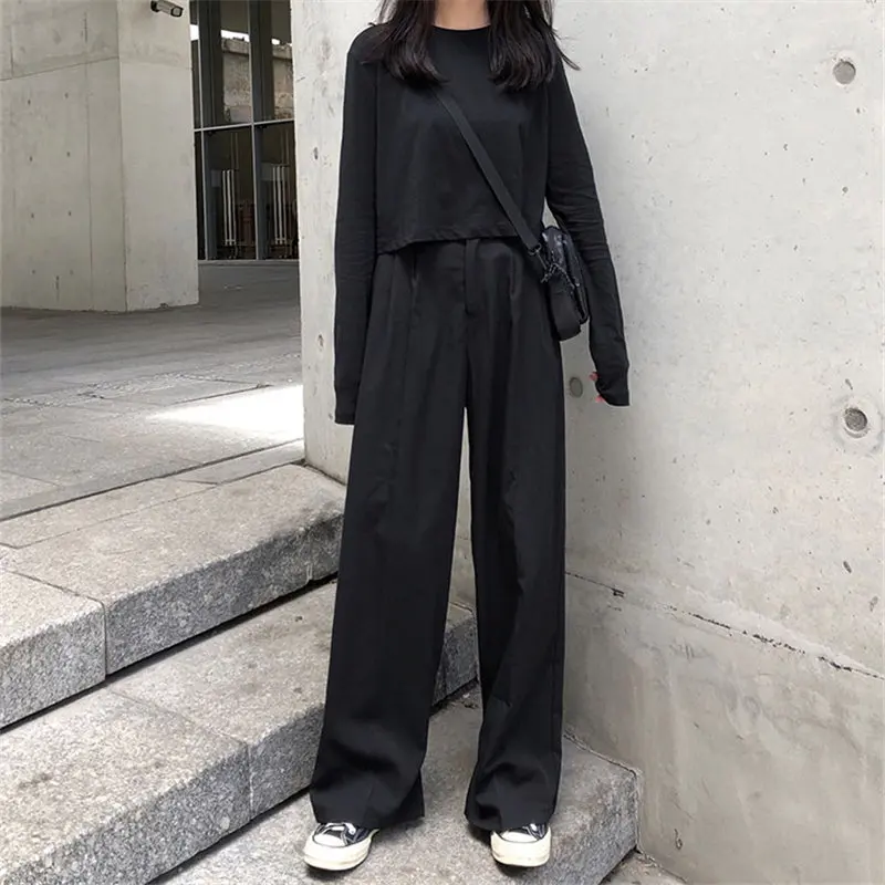 

HziriP Fashion Brief Slender All Match Casual 2020 High Waist Pants Women Plus Size Loose Straight Solid Full Length Trousers