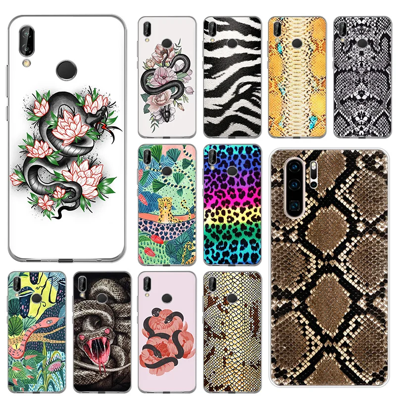 Phone Case for Honor 30 20 Pro 9X Lite 8X 8S 9S 9C 9A Soft Cases For Huawei Y5P Y6P Y8P Y8S Y7A Y9A Y7 Snake Scales Flower Cover