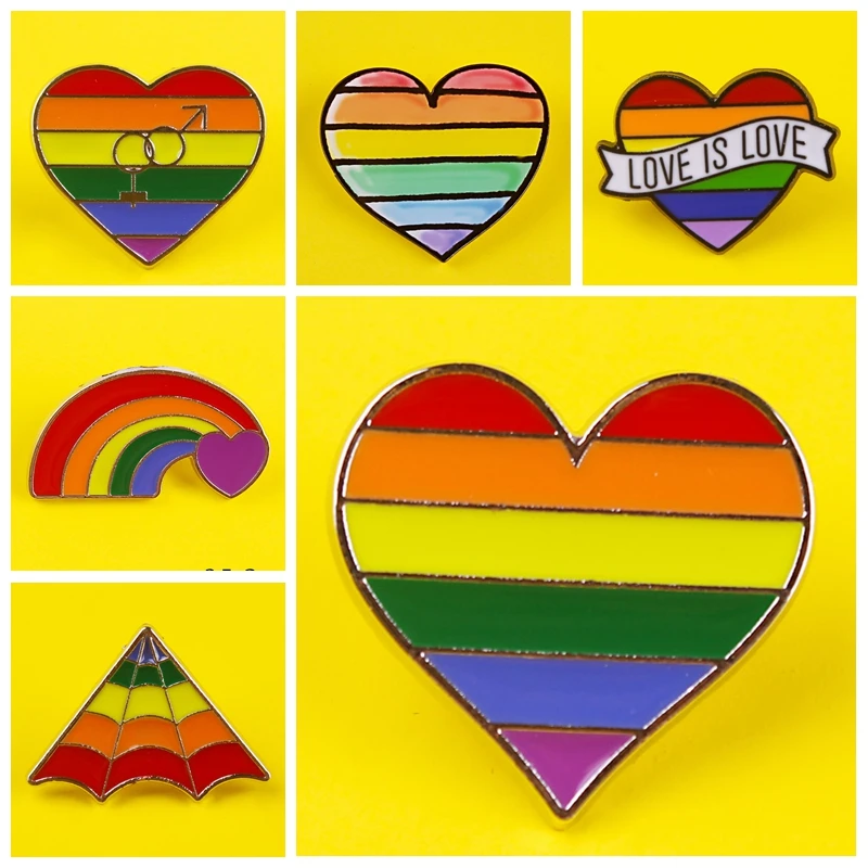 Аксессуары ЛГБТ гордость брошь значок на флаги Радуга булавке милый сердца геев