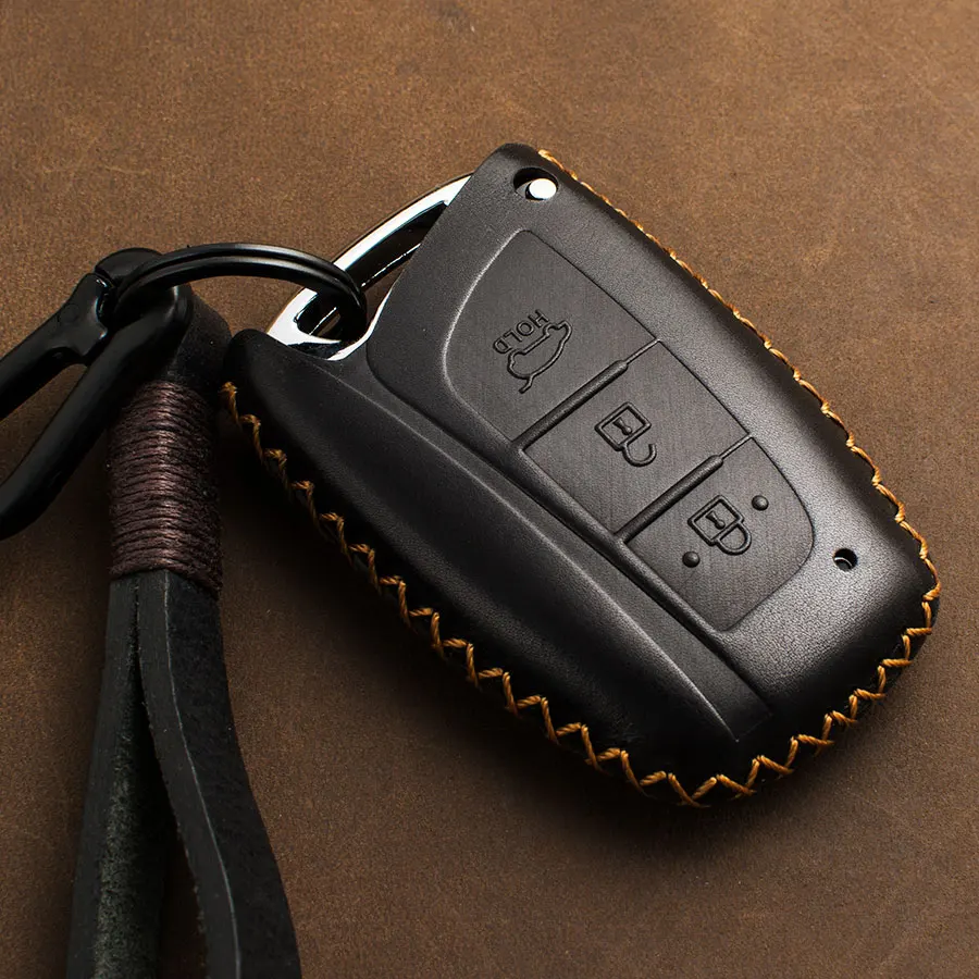 

1 PCS Genuine Leather Car Key Case Key Cover For Hyundai IX45 Santa Fe Tucson GDI 2013-2015 Key Cover Holder Car Styling