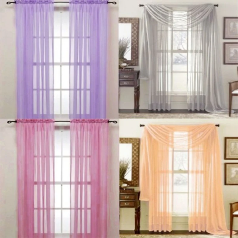 

100x200cm Transparent Curtain Panel Curtains Elegant Durable Sturdy Window Screening Wedding Banquet Balcony Home Decoration