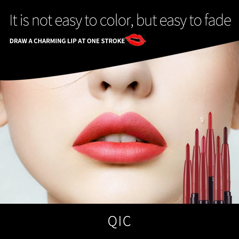 Гладкий 6-цветный яркий карандаш для макияжа губ легко носить долговечный