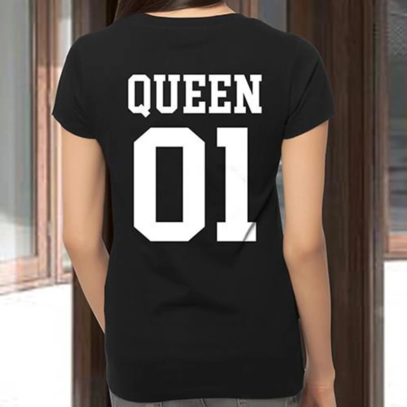 Парная футболка с круглым вырезом коротким рукавом King 01 Queen мягкие хлопковые