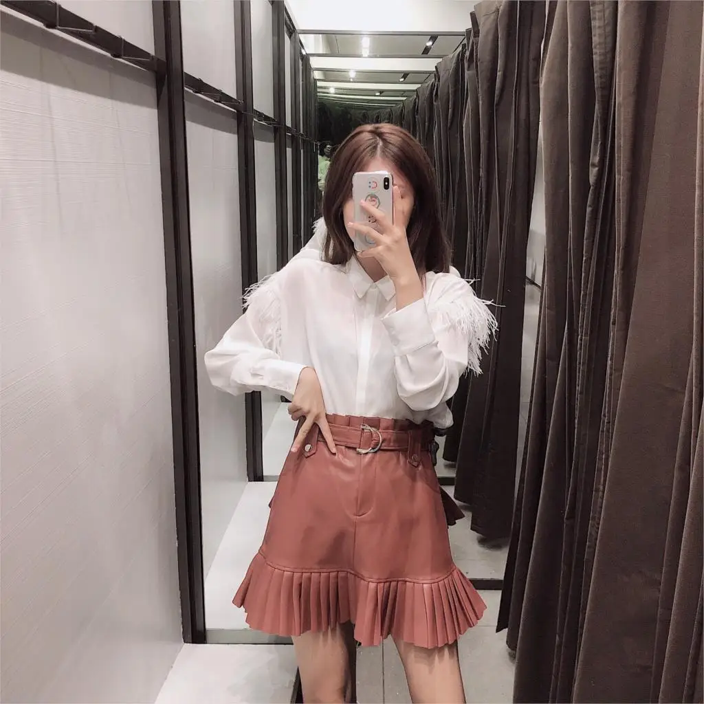 Осень и зима 2019 новая &quotЖенская одежда пояс маленькая косая юбка из