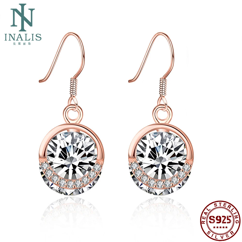 INALIS модные ювелирные изделия розовое золото серебро 925 пробы висячие серьги для