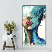 hand painted palette knife portrait oil paintings on canvas pictures girl face oil paintings for living room bedroom wall decora