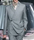 Новый популярный дизайн серого костюма на одной пуговице красивый мужской жакет под заказ брюки для жениха свадебный приталенный смокинг костюмы для мужчин костюм