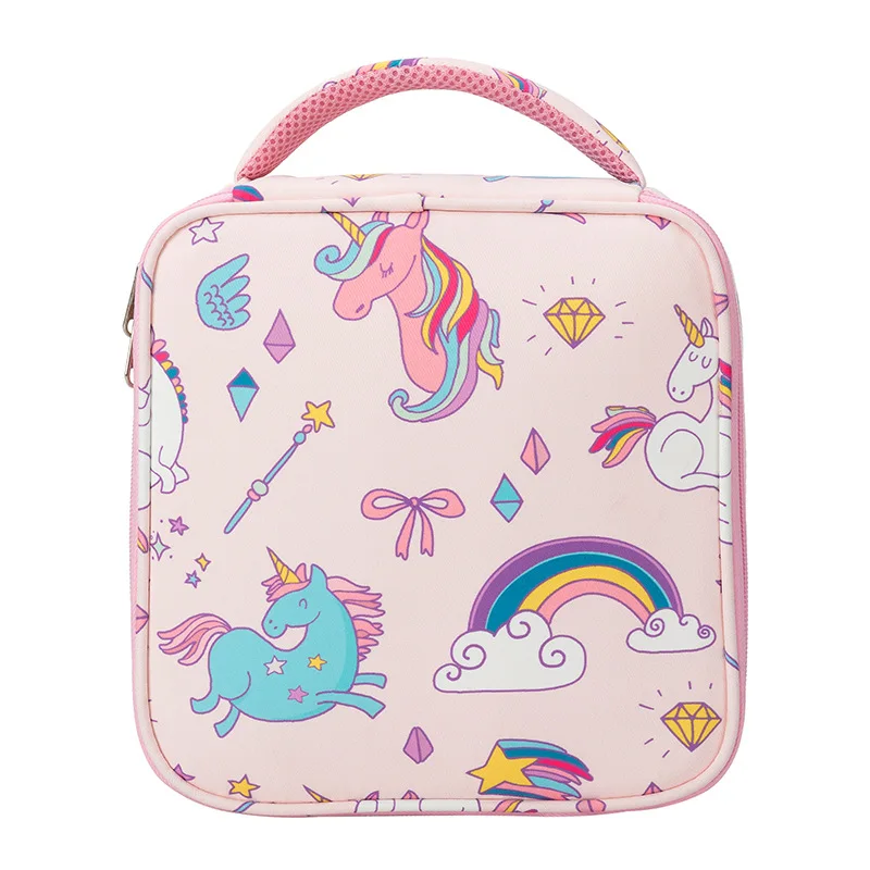 

New pink unicorn cartoon children's lunch bag customized for students' slung thermal insulation bag lunch bag cute