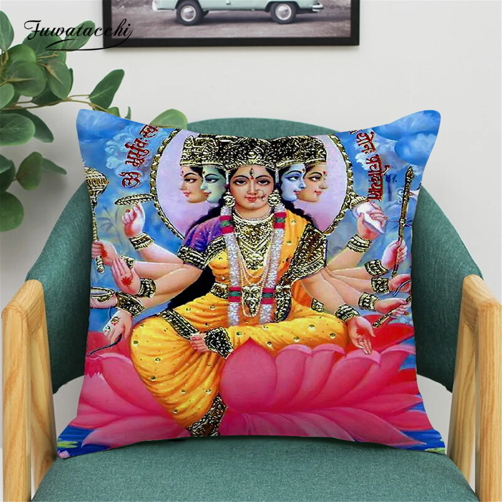 

Fuwatacchi Cushion Cover Decorative Pillow Case Home Decor Vintage Indian Religion Style Pillowcase Art Life Living Room Sofa