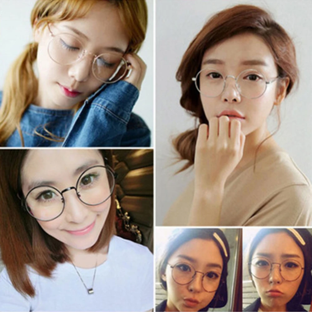 Большие большие круглые простые очки в стиле ретро металлическая оправа