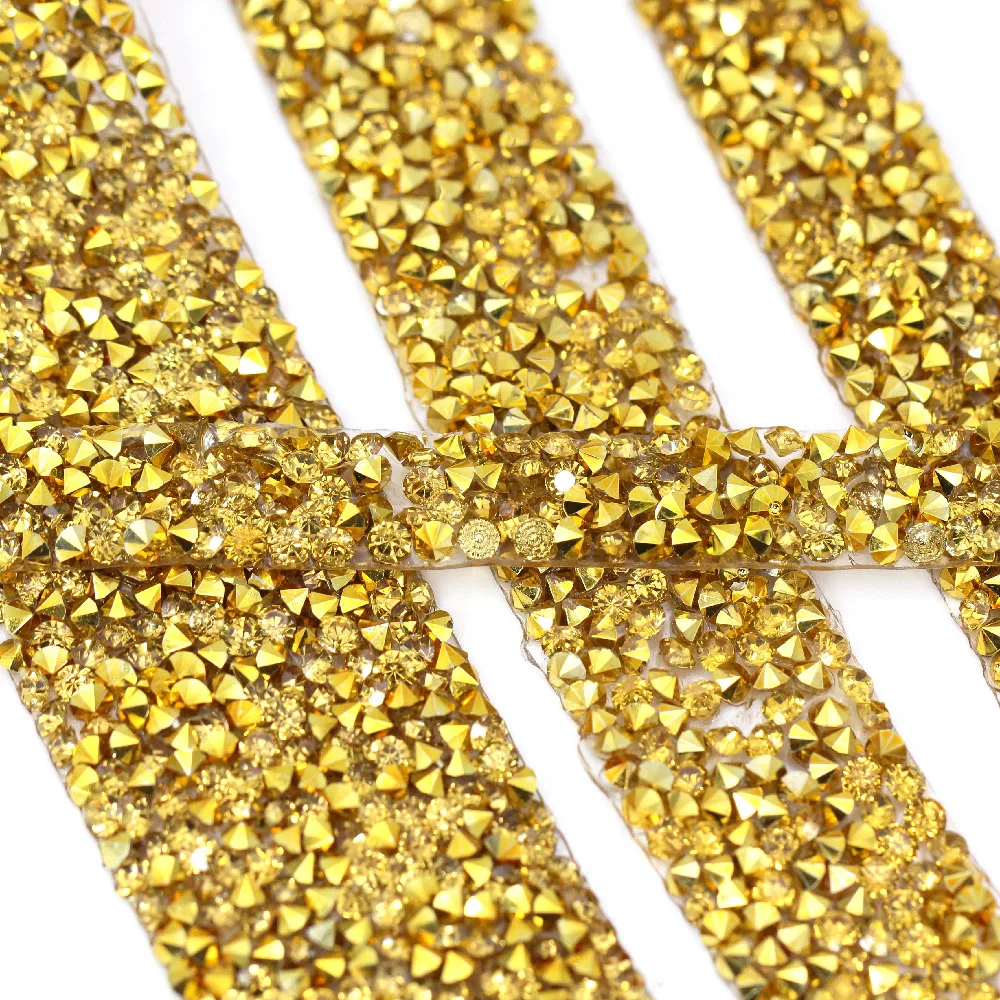 1 ярд золотые стразы звеньевая цепочка разразразы отделка для одежды железная