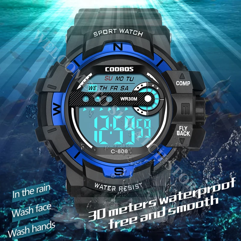 Часы наручные мужские электронные роскошные спортивные светодиодные светящиеся