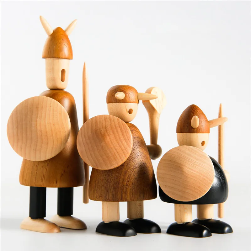 

[HHT] NORDIC TEAK DOLL PIRATE VIKING WOODEN ORNAMENTS WOOD CRAFTS HOME DECORATION FOR LIVING ROOM OFFICE DESK BOOKSHELF CABINET