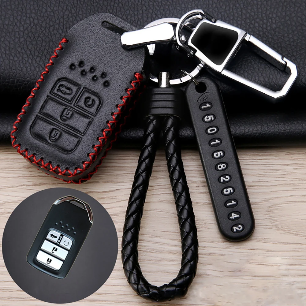 Чехол из натуральной кожи для автомобильного ключа Honda CIVIC Accord CR-V 2015 2016 2017 2018