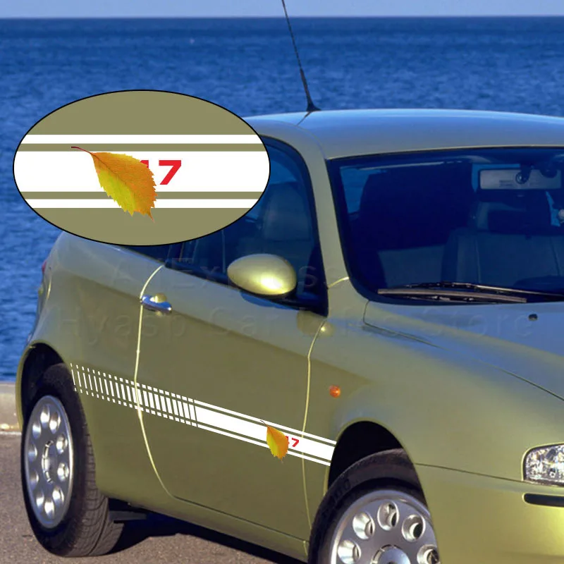 

2pcs Car Side Stripes Skirts Sticker for Alfa Romeo 147 156 Self Adhesive Car Stickers Decoration Accessories Personality Decals