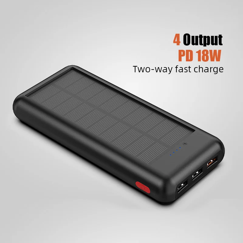 Qi power Bank, Солнечный водонепроницаемый внешний аккумулятор, внешний аккумулятор, 4 USB выхода, 12в1. 5A, быстрое зарядное устройство, технология повербанка, Прямая поставка