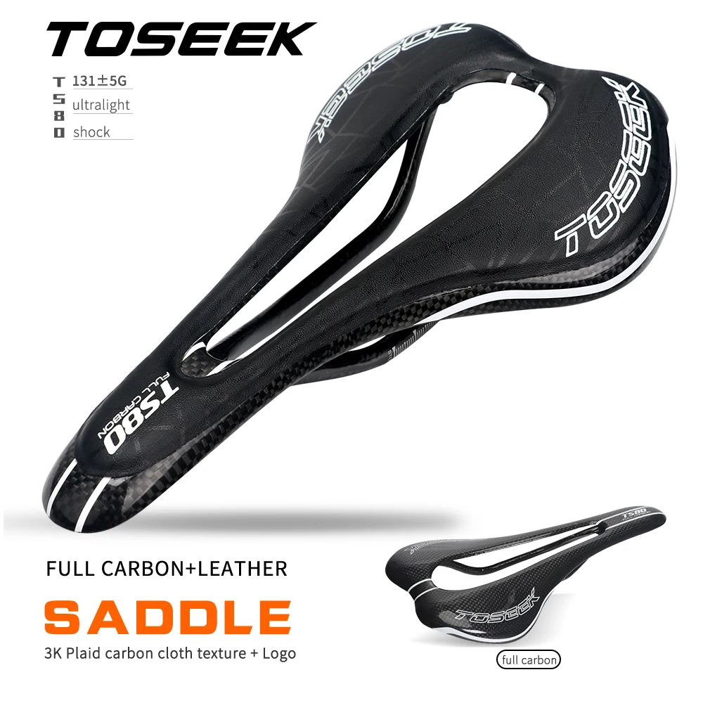 

TOSEEK TS80 Full Carbons Fiber Saddle Ultralight Italia High performance Open saddle SuperFlow MTB Road Race Bicycle Saddle 130g