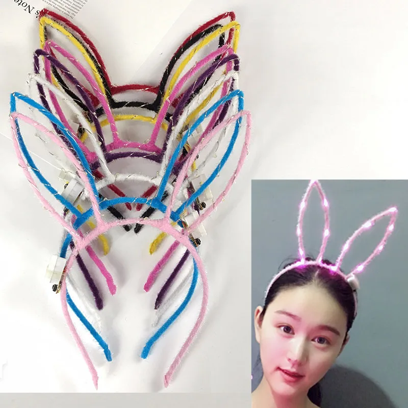 Светодиодный светящийся ободок с кроличьими ушками вечерние светящиеся