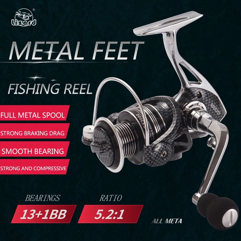 Спиннинговая катушка ящерица легкий корпус из металлического сплава