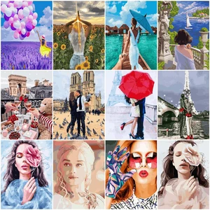 HUACAN раскраска по номеру девушка рисование на холсте Ручная роспись живопись искусство подарок DIY фотографии по номеру Портретные наборы домашний декор