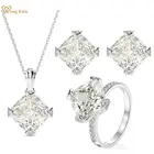 Wong Rain, 100% Стерлинговое Серебро 925 пробы, серьги из моиссанита с драгоценными камнямикольцаожерелье, Свадебные Ювелирные наборы для помолвки, оптовая продажа