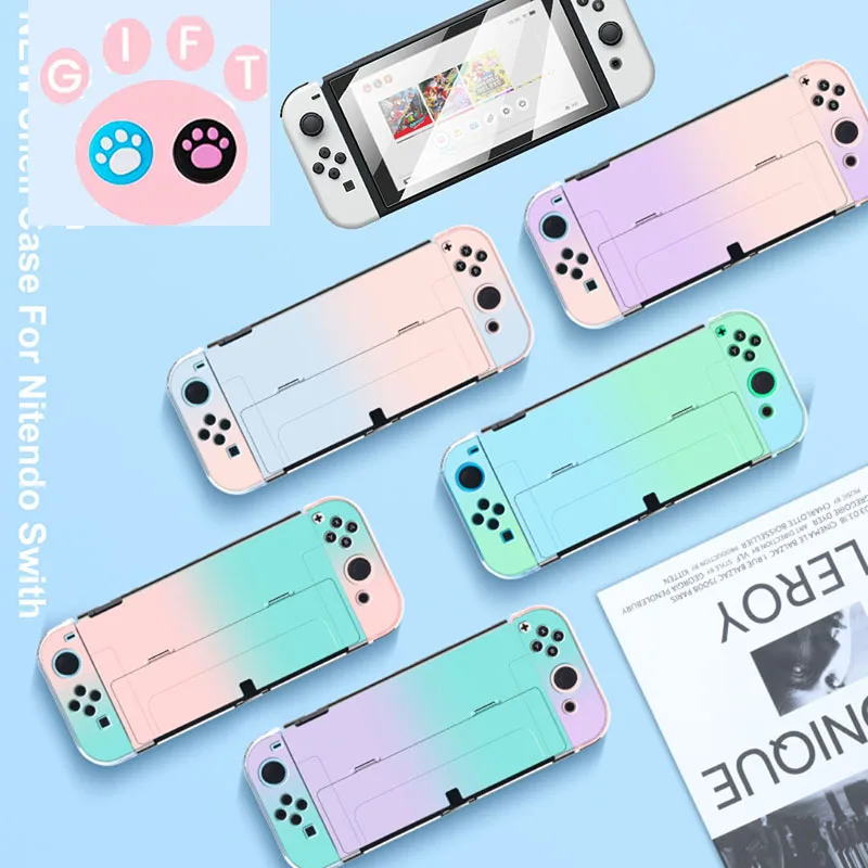 Gradient Protective Shell NS Host Waterproof PC Hard Cover Splittype Protection Case For Nintendo Switch OLED Accessories