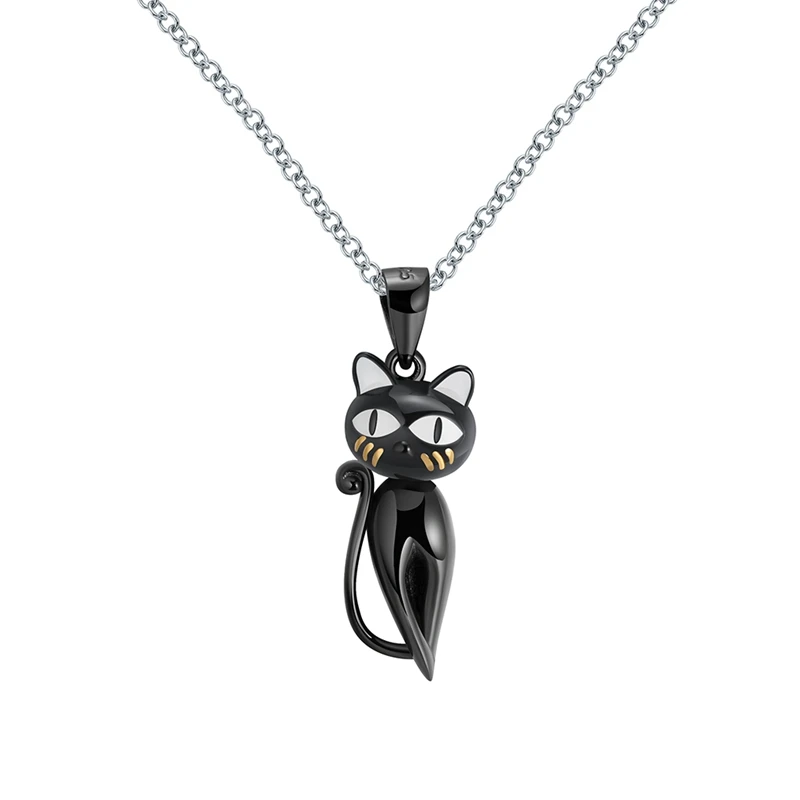 SN99 ORSA JEWELS подлинное серебряное ожерелье с подвеской из 925 пробы с черным пистолетом и кошкой, висящее ожерелье с выемками для ходячих кошек, подарок SN98 - Цвет камня: SN99