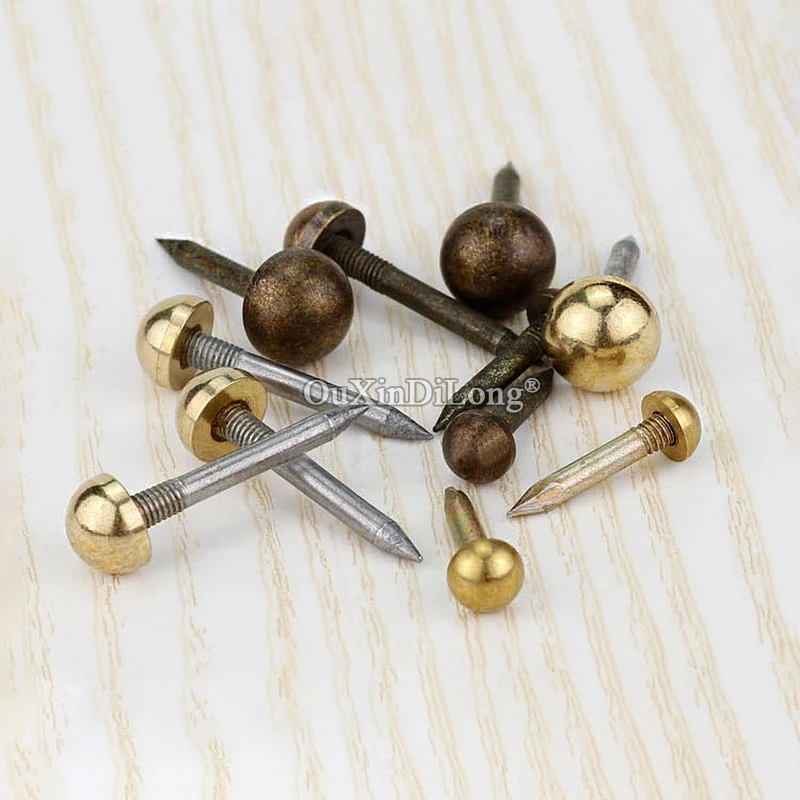 

Retro 500PCS Solid Brass Decorative Upholstery Nails Craft Tacks Jewelry Gift Box Table Decorative Tack Stud Doornail Hardware