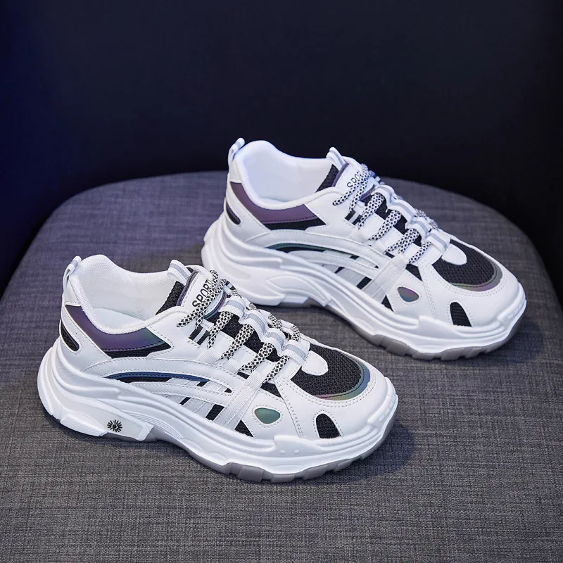 

Spring New Designer Women Casual Sport Shoes Street Trend Breathable Air Mesh Patchwork Sneakers Girl Fashion Trainers 3 Colors