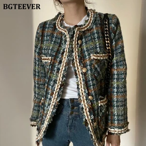 Женское однобортное пальто BGTEEVER, плотное теплое пальто с круглым вырезом, в стиле пэчворк, зима 2020