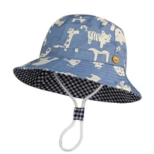 Summer Children Cotton Cartoon Bucket Cap For Boys Printing Floral Baby Girls Sun Hat Flower Kids Bonnet