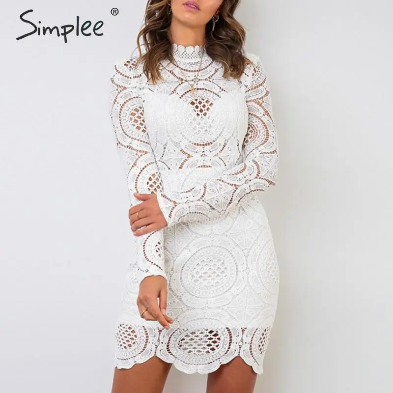 Simplee сексуальное платье с высоким воротником белое открытые вечерние платья