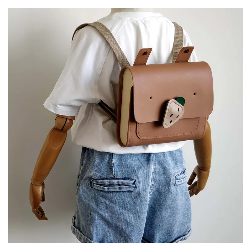 

Korean Version Of PU Leather Solid Wood Children’s Bunny School Bag Children’s Wooden Backpack Cute Backpack