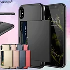 Чехол для iPhone X XS Max XR SE 2020, гибридный жесткий чехол-бумажник с кармашком для карт, армированный чехол для iPhone 8 7 6 S Plus 5 5S 11 12 Pro Max