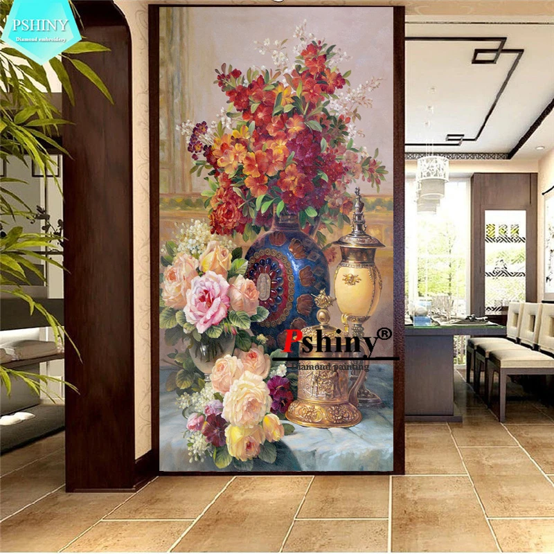 PSHINY 5D DIY Алмазная вышивка распродажа цветочных ВАЗ декоративные полные