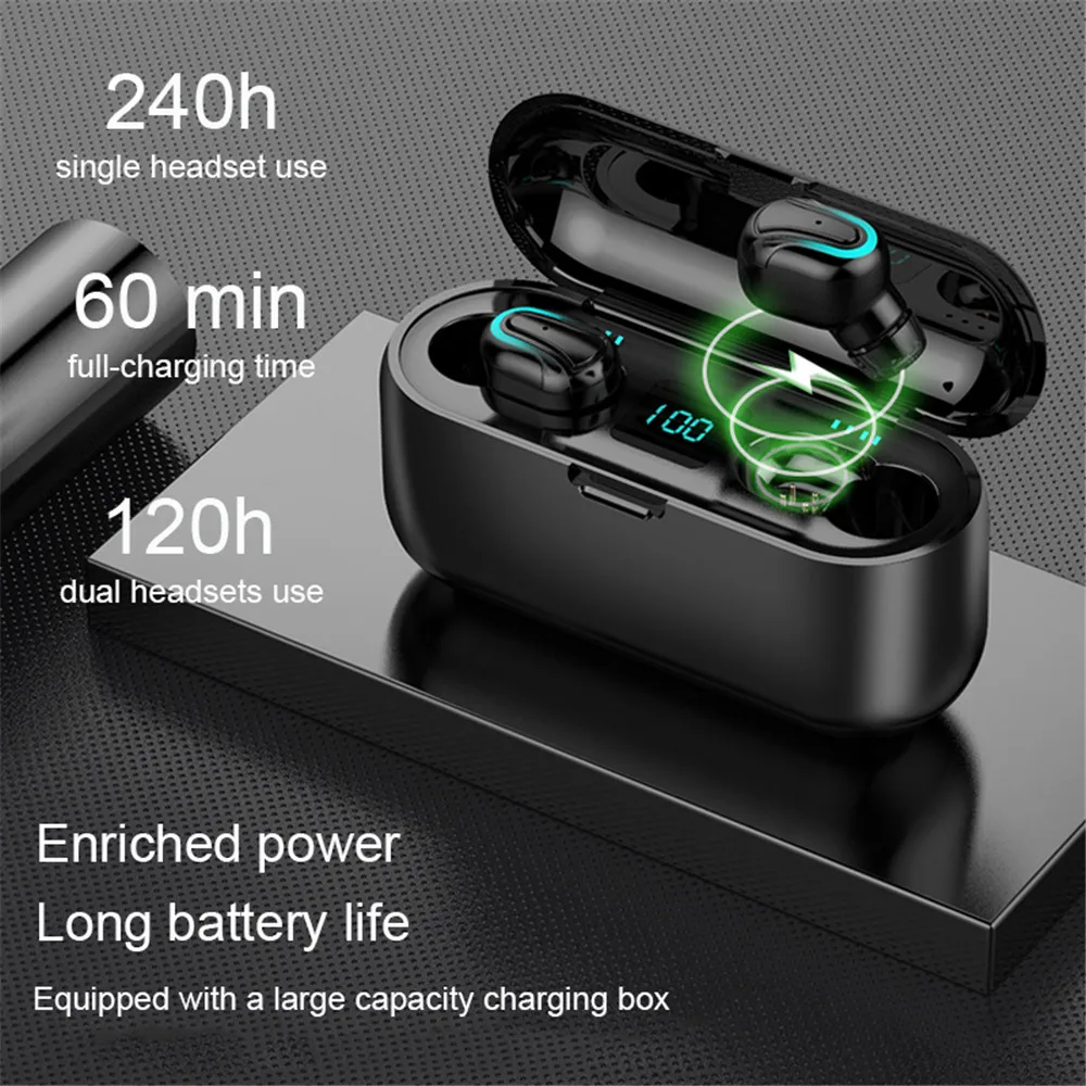 Q32-1, беспроводные наушники TWS Bluetooth 5,0, гарнитура, HD стерео гарнитура, HIFI, водонепроницаемые наушники с микрофоном, чехол для зарядки для iphone