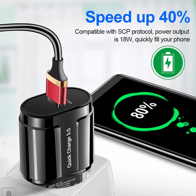 USB зарядное устройство 18 Вт Quick Charge 3 0 EU US 5V 3A быстрая зарядка адаптер мобильный